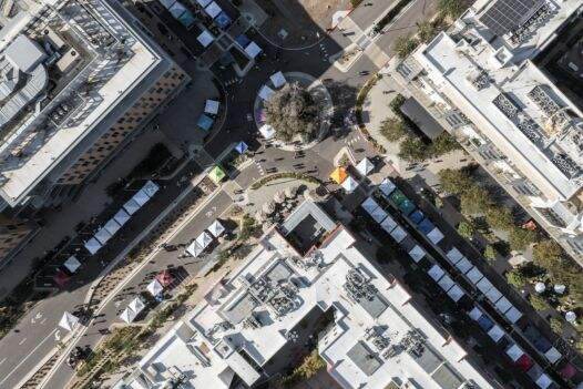 The district under construction, from above.