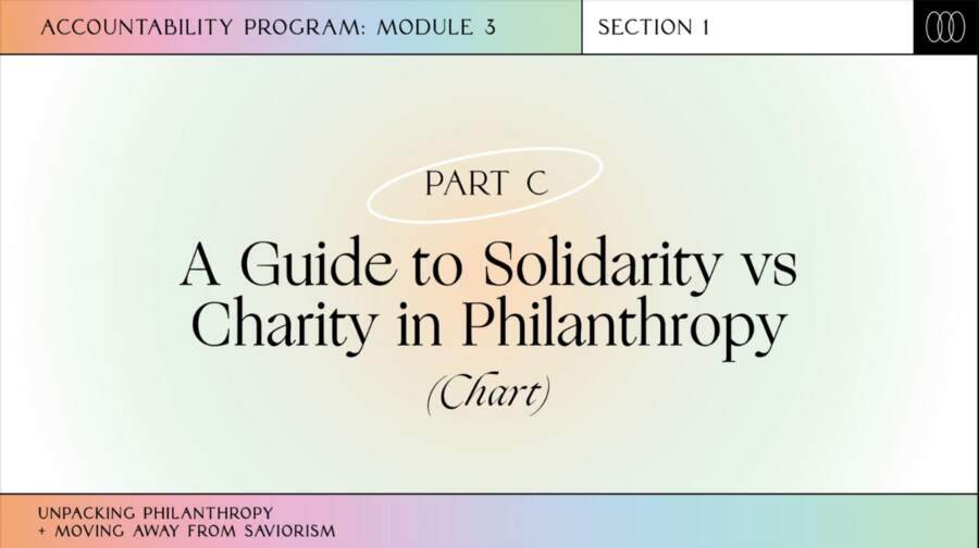 Module three, part C: a guide to solidarity versus charity in philanthropy.
